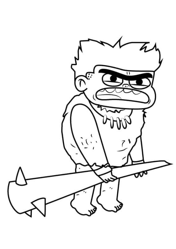 Dibujo de Hombre de Las Cavernas Enojado para Colorear y Imprimir
