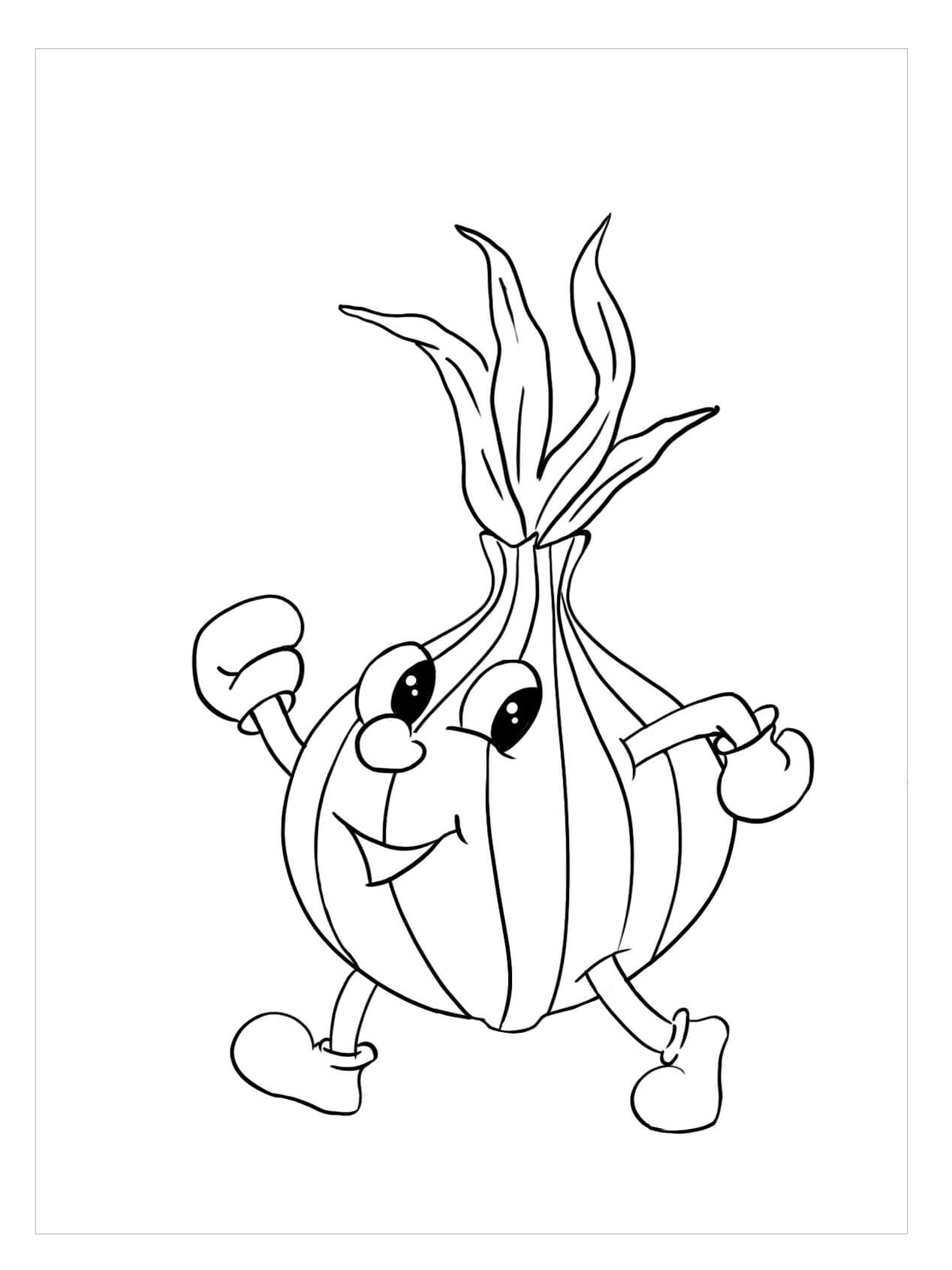 dibujo cebolla caminando para colorear