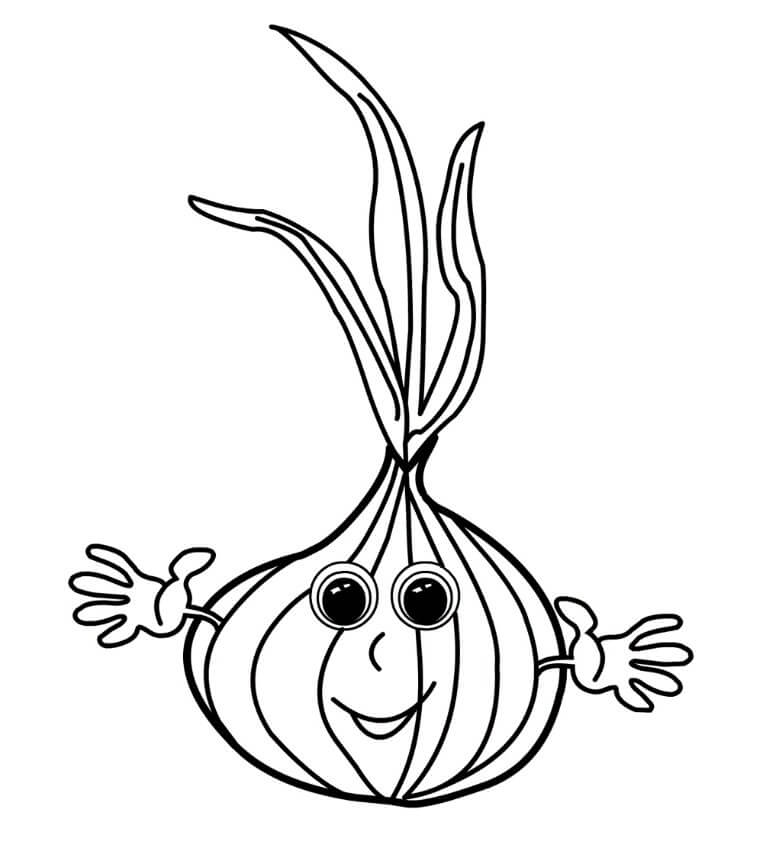 dibujo cebolla sonriendo para colorear