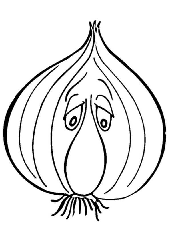 dibujo cebolla triste para colorear