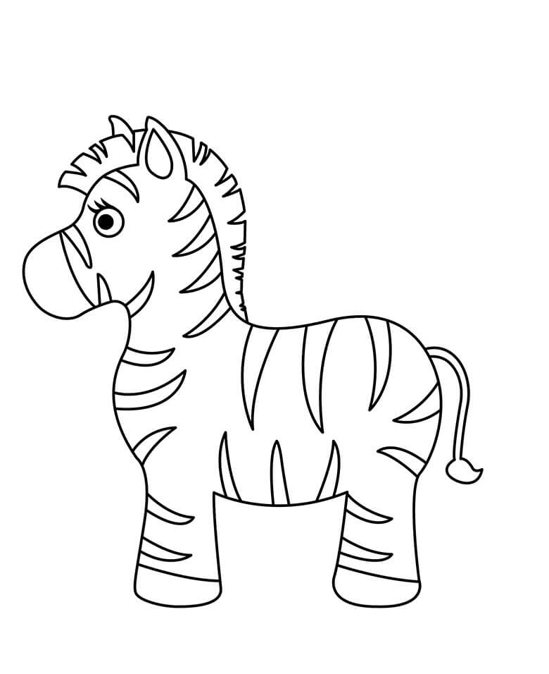 Dibujo de Bebé Cebra de Dibujos Animados para Colorear y Imprimir