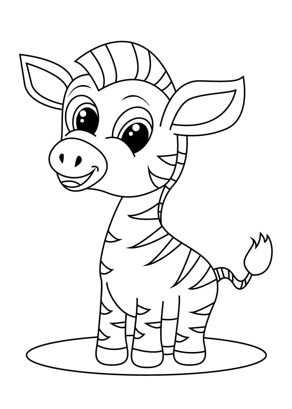 Dibujo de Cebra Bebé Divertida para Colorear y Imprimir