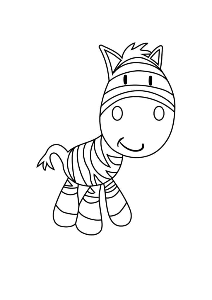 Dibujo de Cebra Sonriente de Dibujos Animados para Colorear y Imprimir