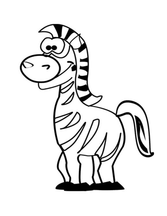 Dibujo de Divertida Cebra para Colorear y Imprimir
