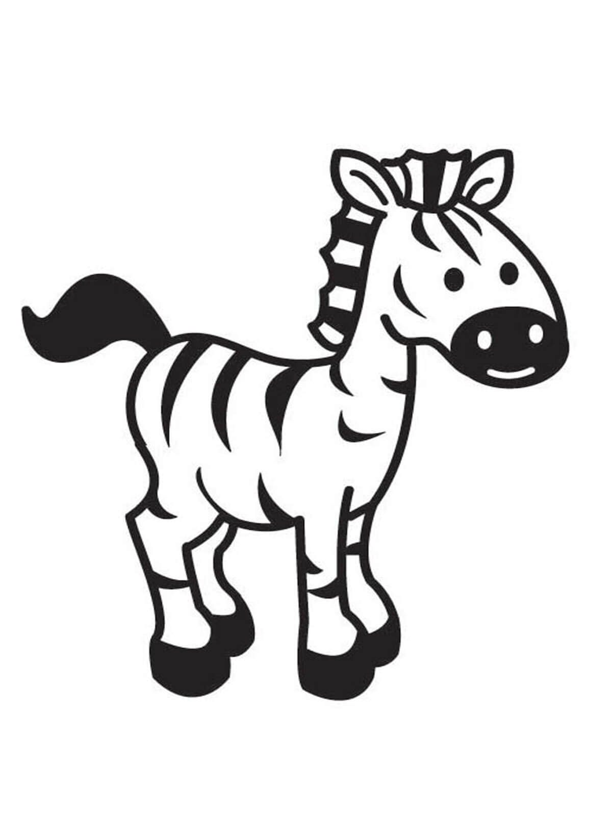 Dibujo de Pequeña Cebra para Colorear y Imprimir