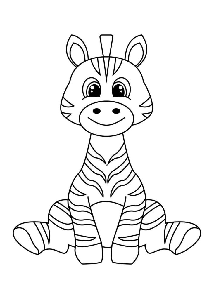 Dibujo de Sonrisa Cebra Sentado para Colorear y Imprimir