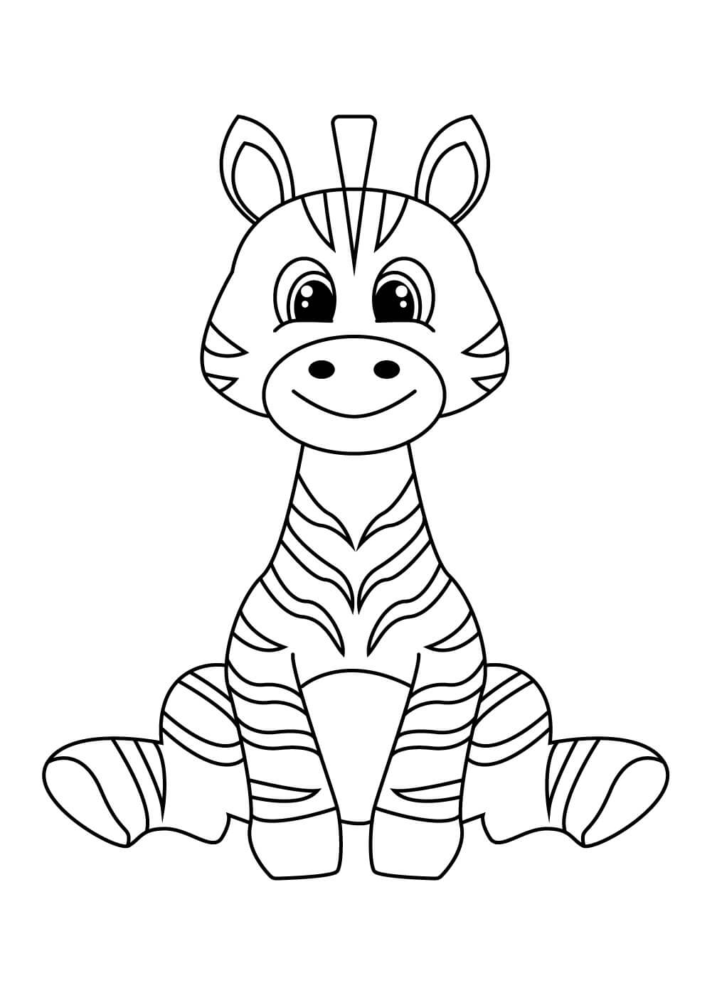 Dibujo de Sonrisa Cebra Sentado para Colorear y Imprimir