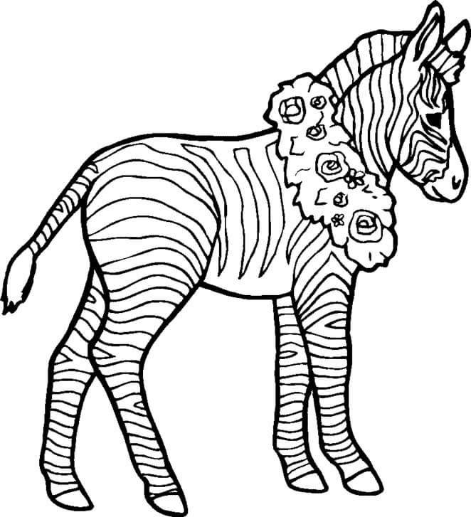 Dibujo de Zebra Lleva Una Corona Alrededor de Su Cuello para Colorear y Imprimir