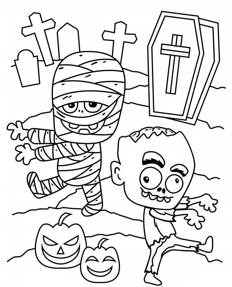 Dibujo de Baile Fantasma Del Cementerio para Colorear y Imprimir