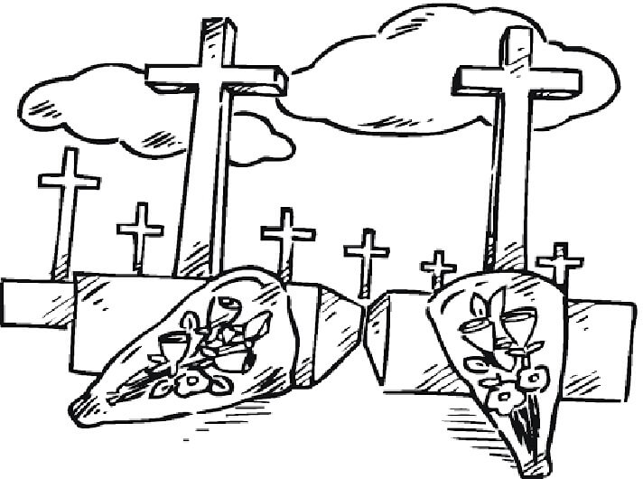 Dibujo de Cementerio Aterrador para Colorear y Imprimir