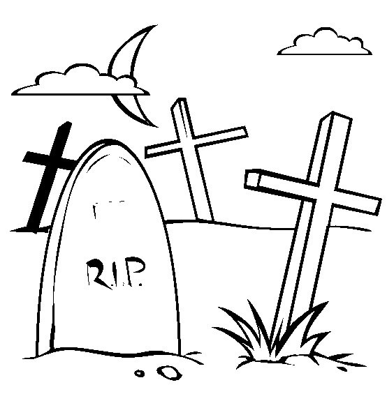 Dibujo de Cementerio Basíco para Colorear y Imprimir