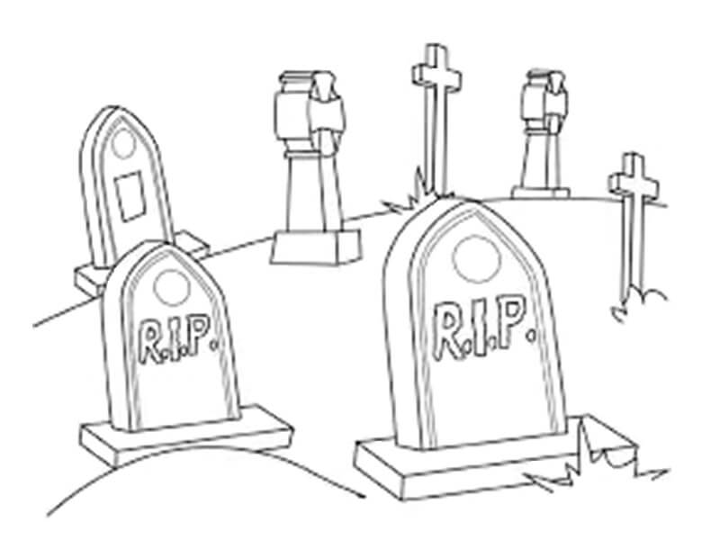 Dibujo de Cementerio Sencillo para Colorear y Imprimir