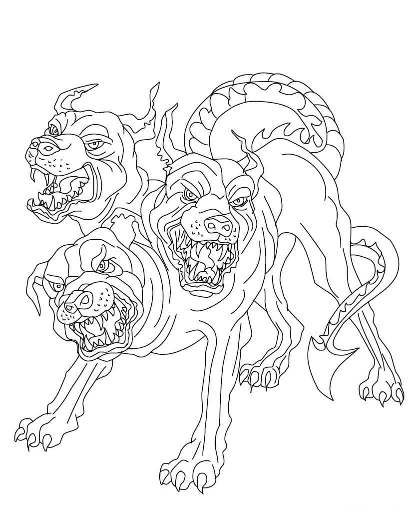 Dibujo de Cerbero Aterrador para Colorear y Imprimir