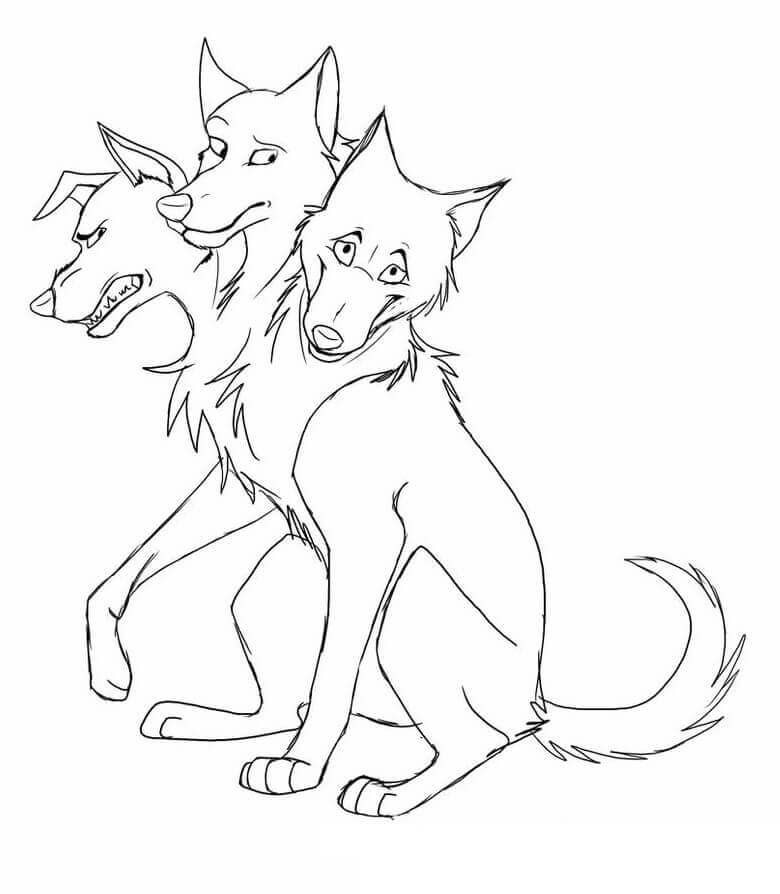 Dibujo de Cerbero de Dibujos Animados para Colorear y Imprimir