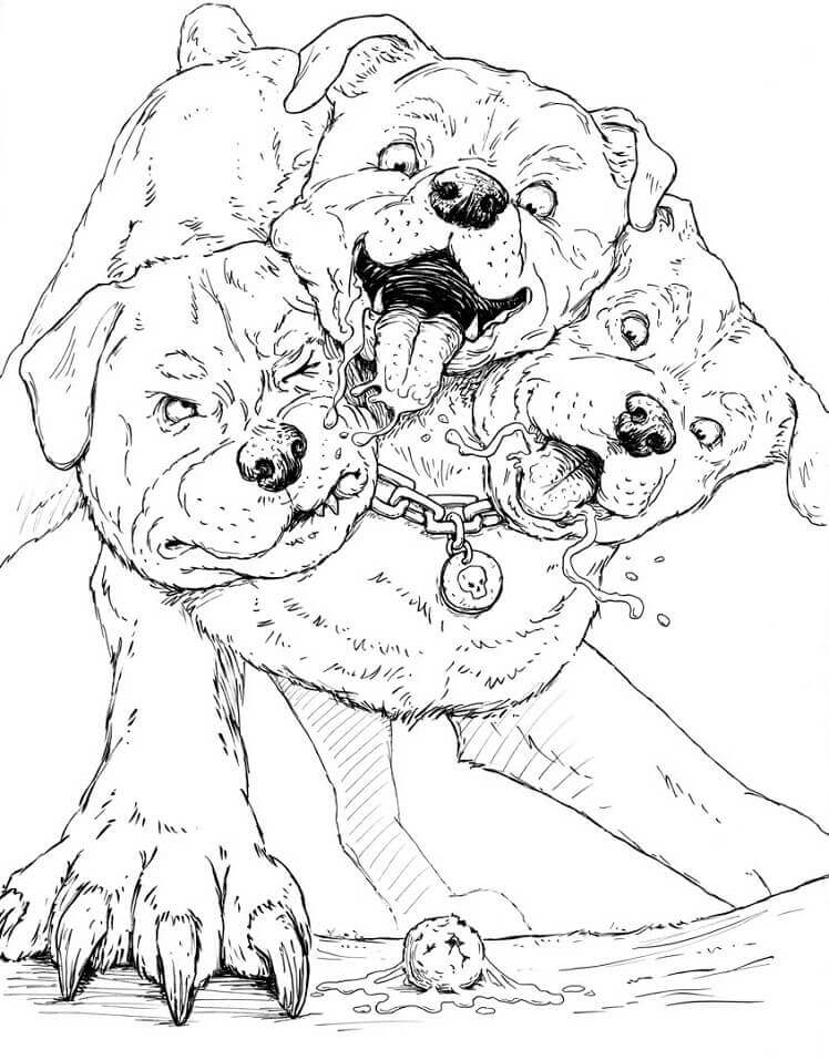 Dibujo de Cerbero Gigante para Colorear y Imprimir