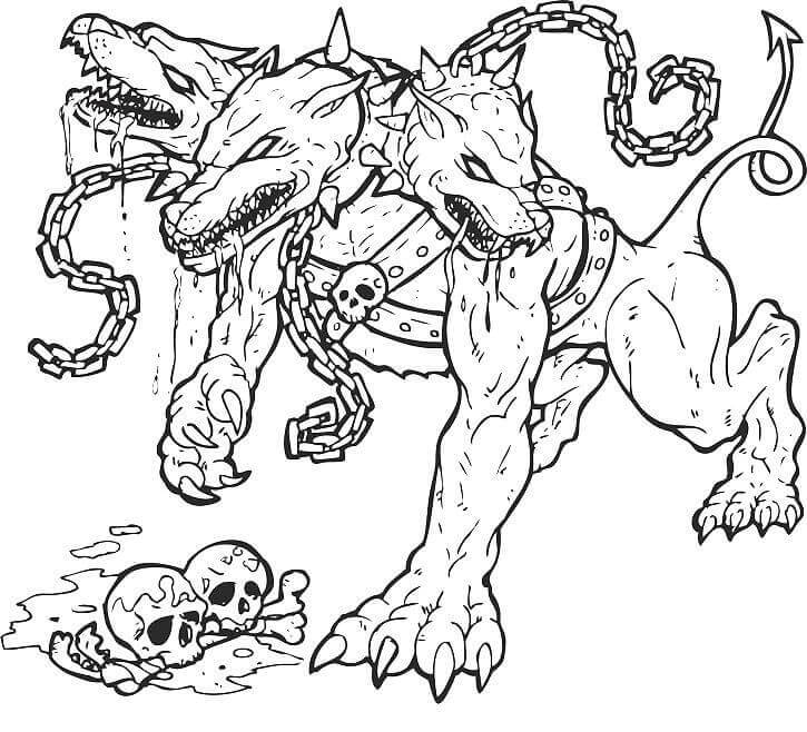 Dibujo de Cerbero Oscuro para Colorear y Imprimir