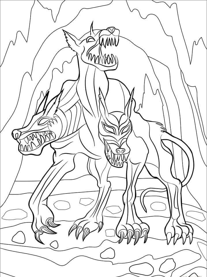 Dibujo de Cerberus Del Infierno para Colorear y Imprimir