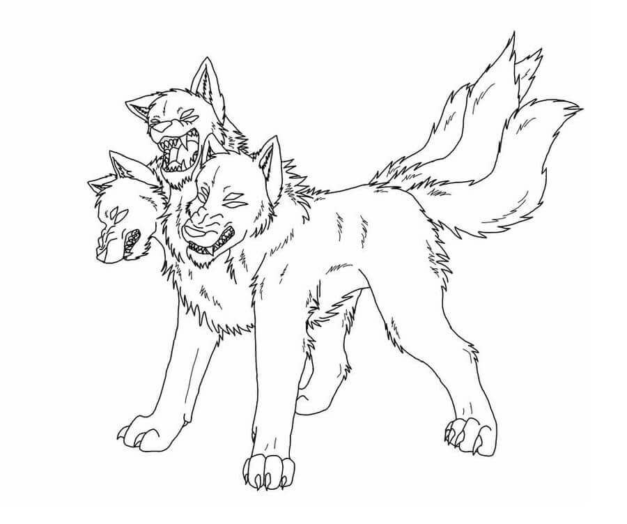 Dibujo de Gran Cerberus para Colorear y Imprimir