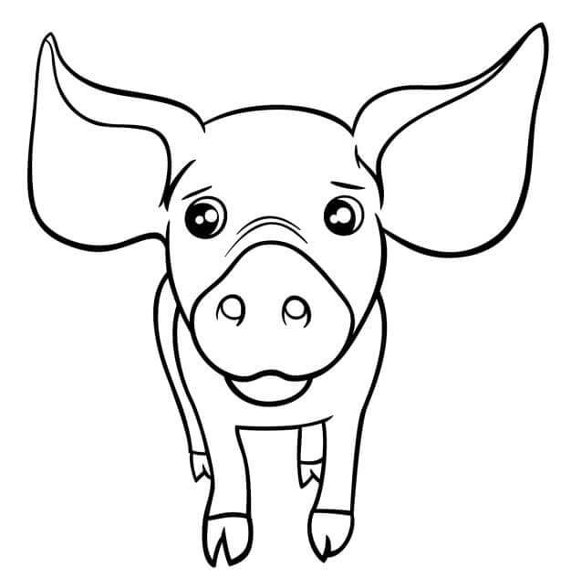 dibujo adorable cerdo para imprimir y colorear