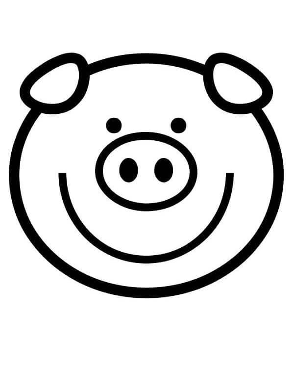dibujo cara de cerdo feliz para imprimir y colorear