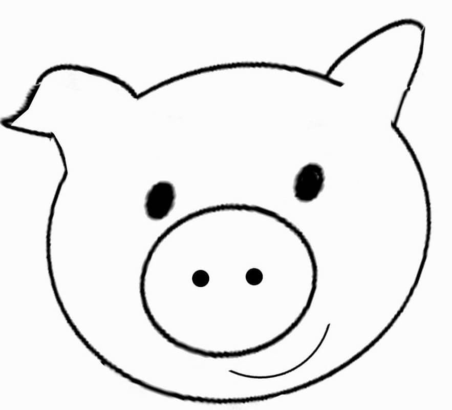 dibujo cara de cerdo lindo para imprimir y colorear