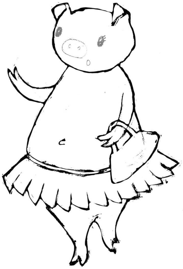 dibujo cerdo animado para imprimir y colorear
