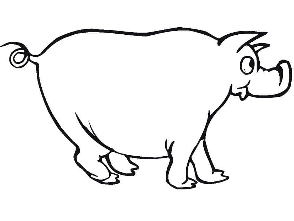 dibujo cerdo divertido para imprimir y colorear