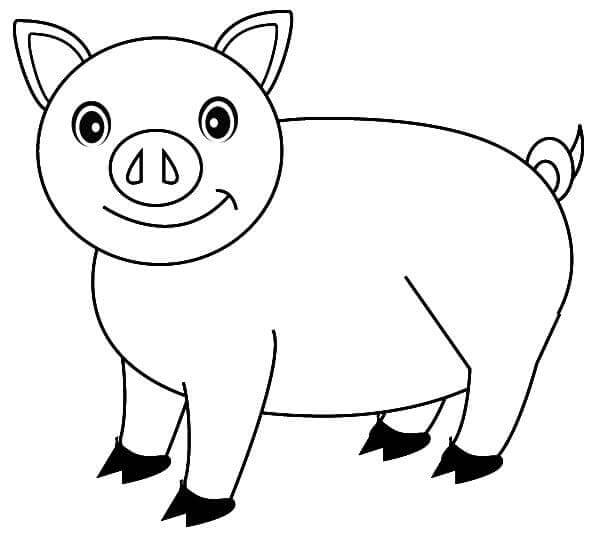 dibujo cerdo es feliz para imprimir y colorear