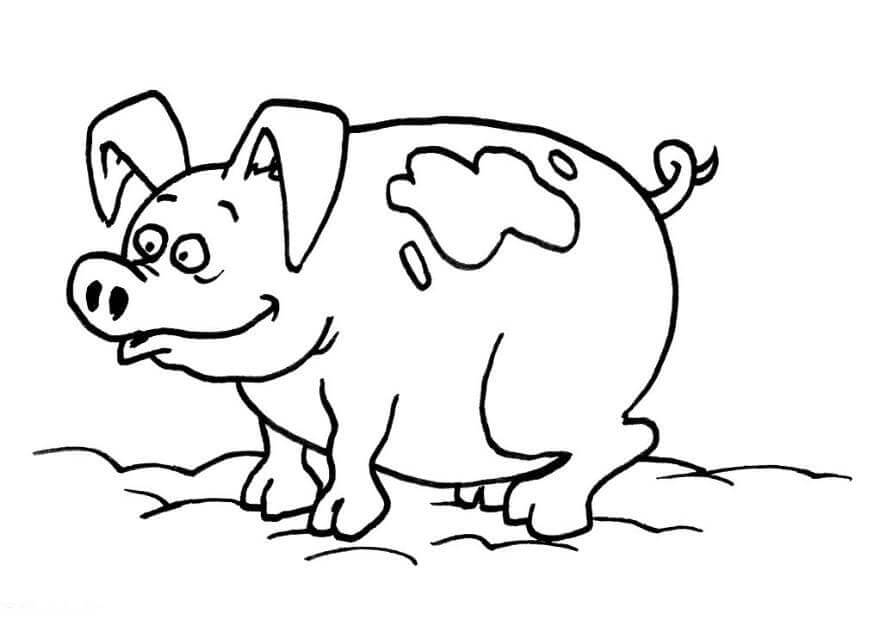 dibujo cerdo feo para imprimir y colorear