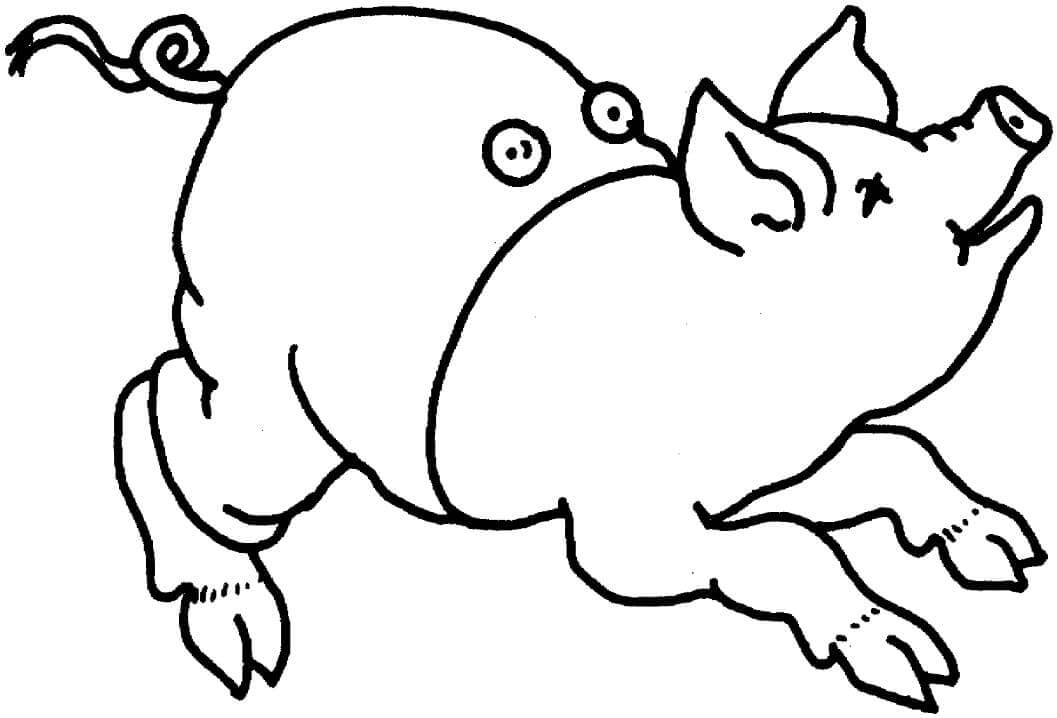 dibujo cerdo funcionamiento para imprimir y colorear