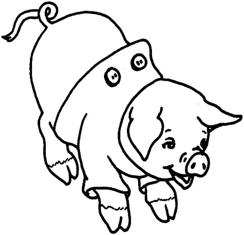 dibujo cerdo riendo para imprimir y colorear