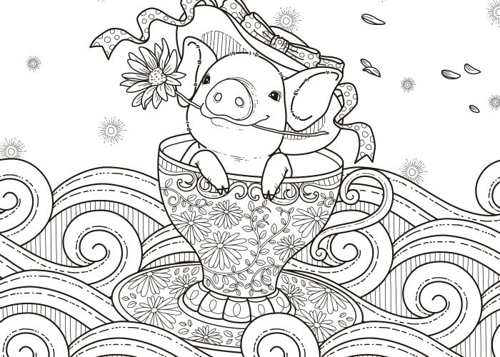 dibujo cerdos familiares para imprimir y colorear