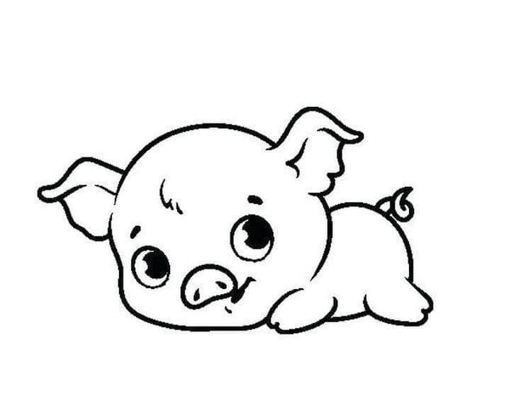Dibujo de Cerdo Encantador para Colorear y Imprimir