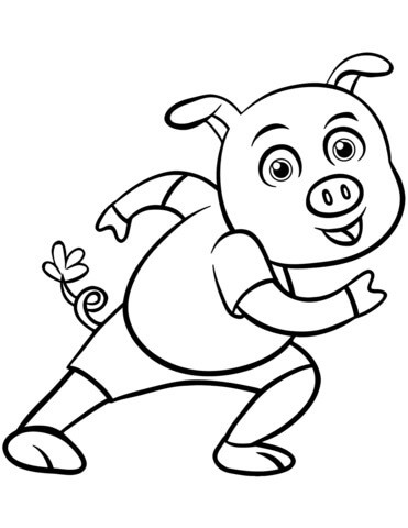 Dibujo de Cerdo ¡Feliz de Dibujos Animados para Colorear y Imprimir