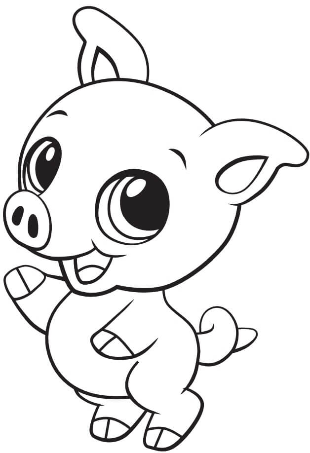 dibujo lindo bebe cerdo para imprimir y colorear