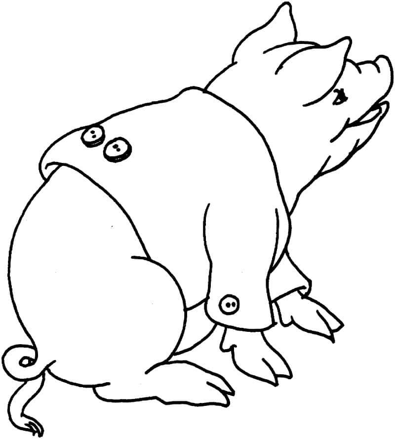 dibujo ropa de uso de cerdo para imprimir y colorear