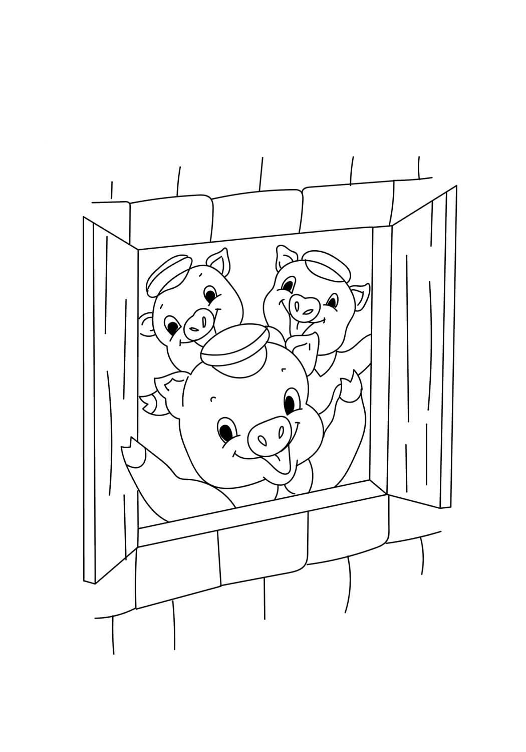 dibujo tres cerditos para imprimir y colorear