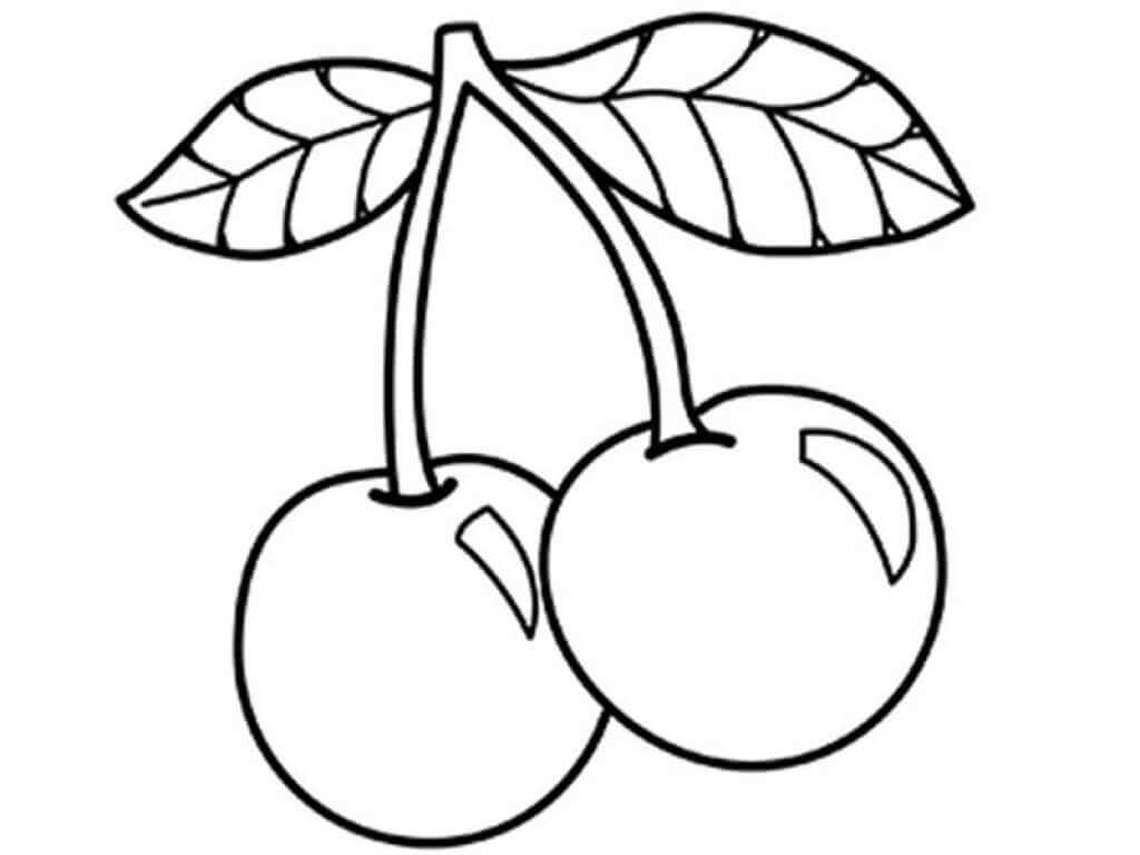 Dibujo de Basíco dos Cerezas para Colorear y Imprimir