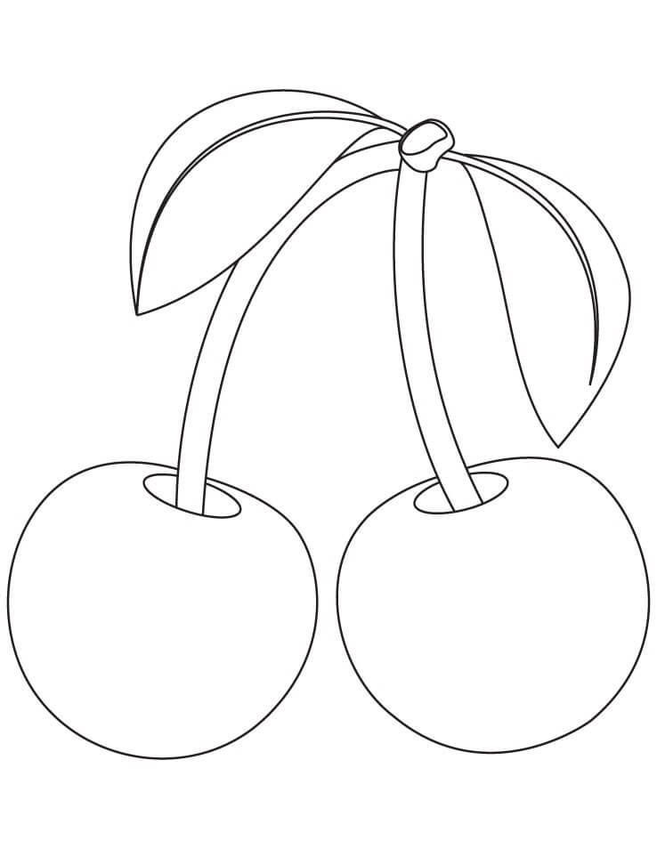 Dibujo de Bonita Cereza para Colorear y Imprimir