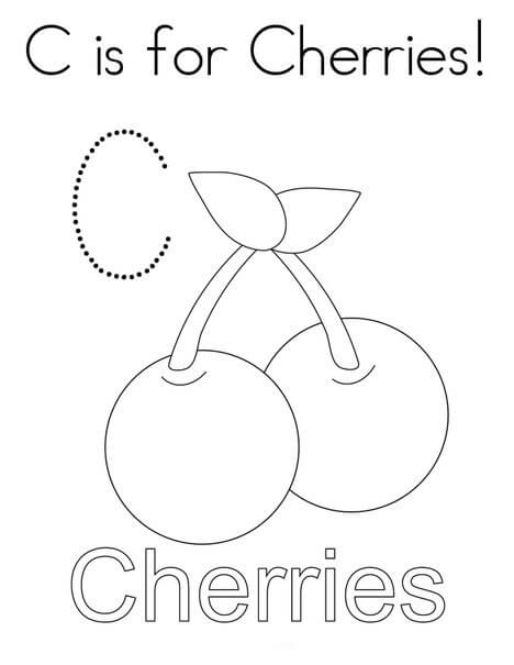 Dibujo de C Es para Cerezas para Colorear y Imprimir