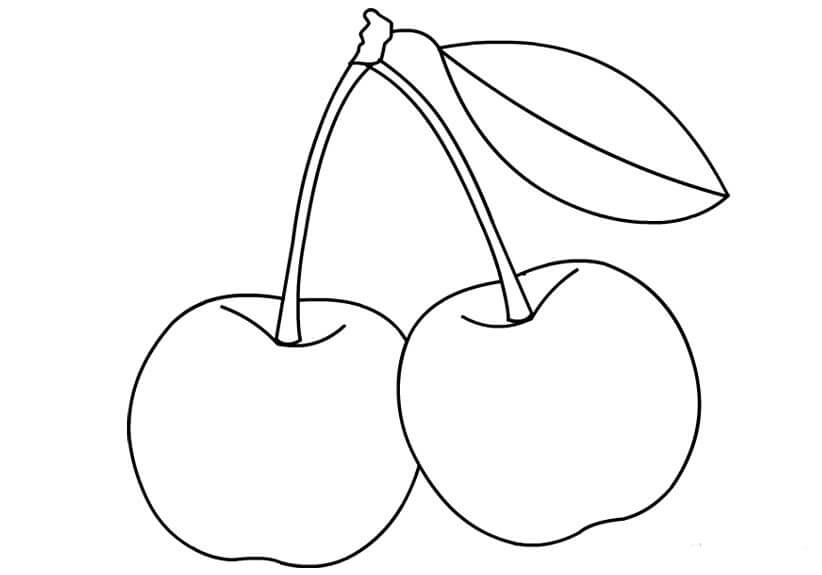 Dibujo de Increíble dos Cerezas para Colorear y Imprimir