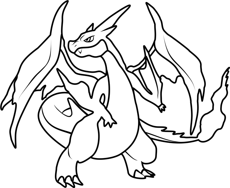 Dibujo de 1534585053 Mega Charizard y A4 para Colorear y Imprimir