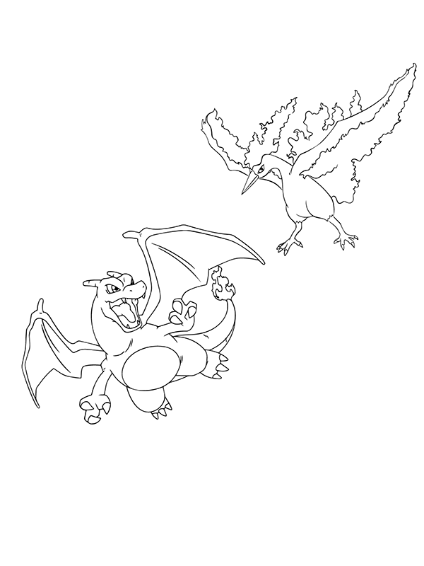 Dibujo de Charizard And Moltres Coloring Page para Colorear y Imprimir