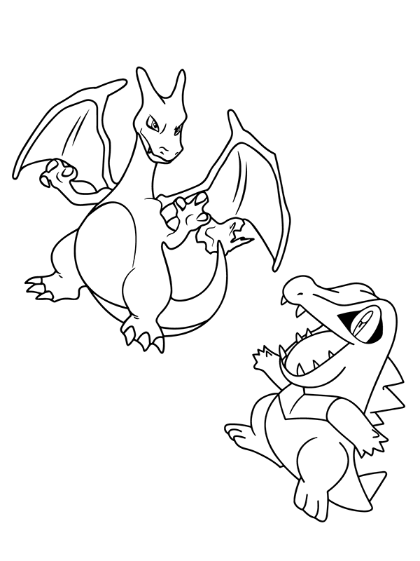 Dibujo de Charizard And Totodile Coloring Page para Colorear y Imprimir