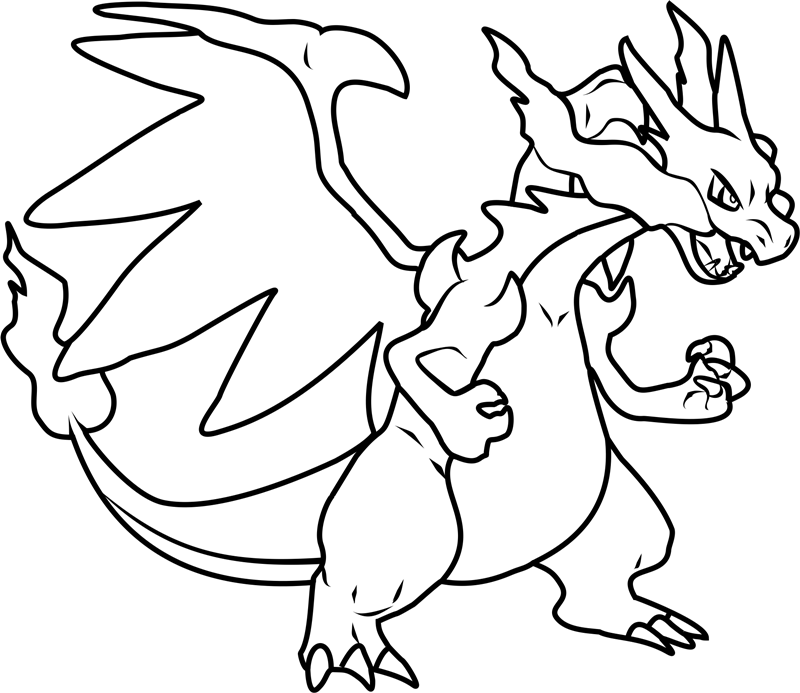 Dibujo de Mega Charizard X para Colorear y Imprimir