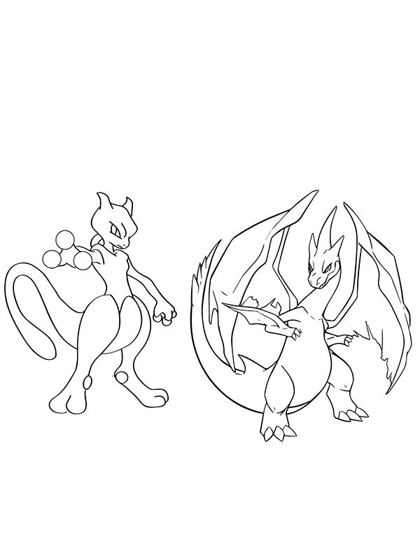 Dibujo de Mewtwo And Charizard Coloring Page para Colorear y Imprimir