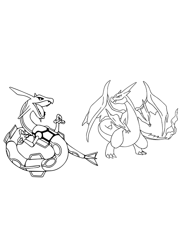 Dibujo de Rayquaza And Charizard Coloring Page para Colorear y Imprimir