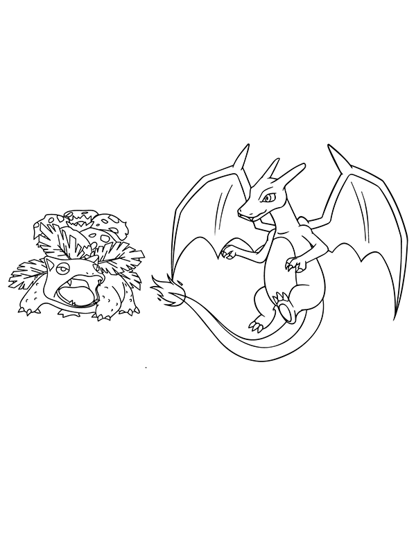 Dibujo de Venusaur And Charizard Coloring Page para Colorear y Imprimir