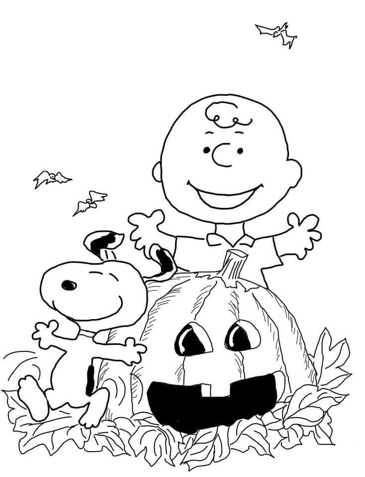 Dibujo de Charlie Brown Víspera de Todos Los Santos para Colorear y Imprimir
