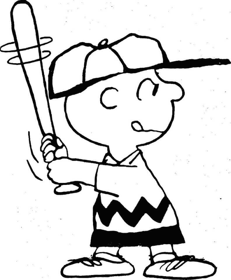 Dibujo de Charlie Brown y El Béisbol para Colorear y Imprimir